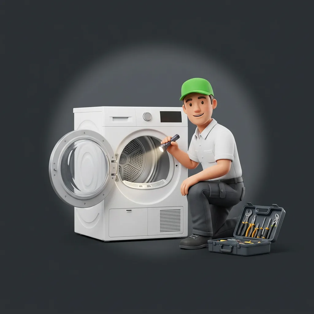 Technician repairing a dryer in a Kirkland home