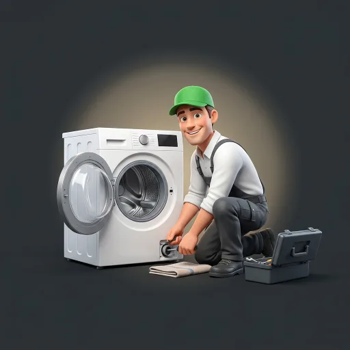 Technician repairing a front-load washer in a Kirkland home